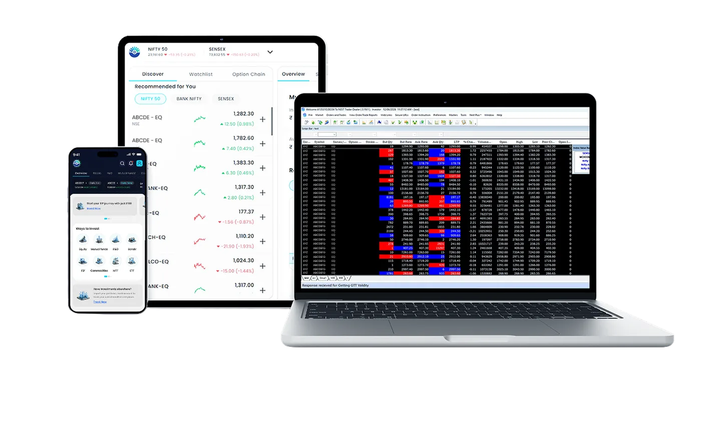 Ashika trading platforms on phone, tablet and laptop