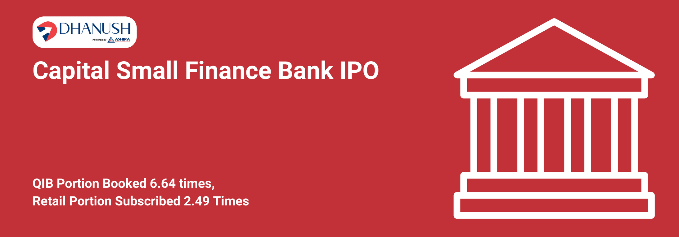Capital Small Finance Bank IPO: QIB Portion Booked 6.64 times, Retail Portion Subscribed 2.49 Times - MyDhanush Blogs by Ashika
