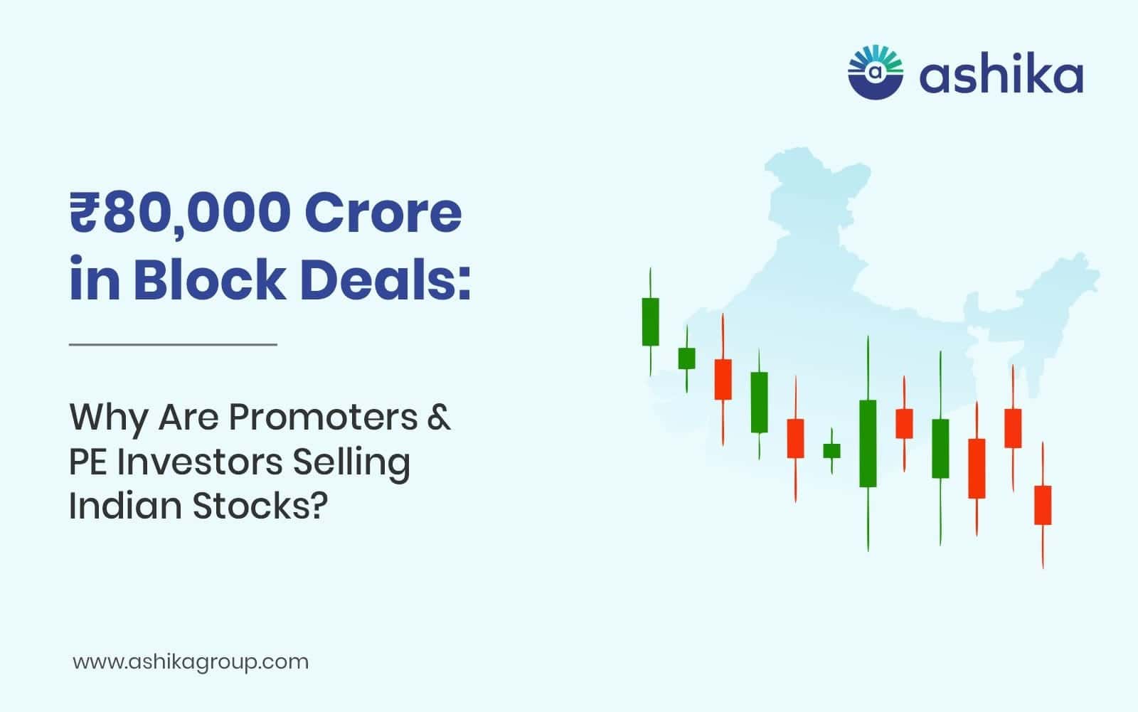 Why are the promoters and PE investors selling shares in India, amounting to ₹80,000 Crore through block deals?